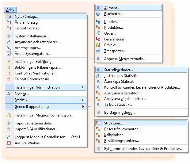 Klicka p&aring; ett menyalternativ f&ouml;r hj&auml;lp om avsnittet